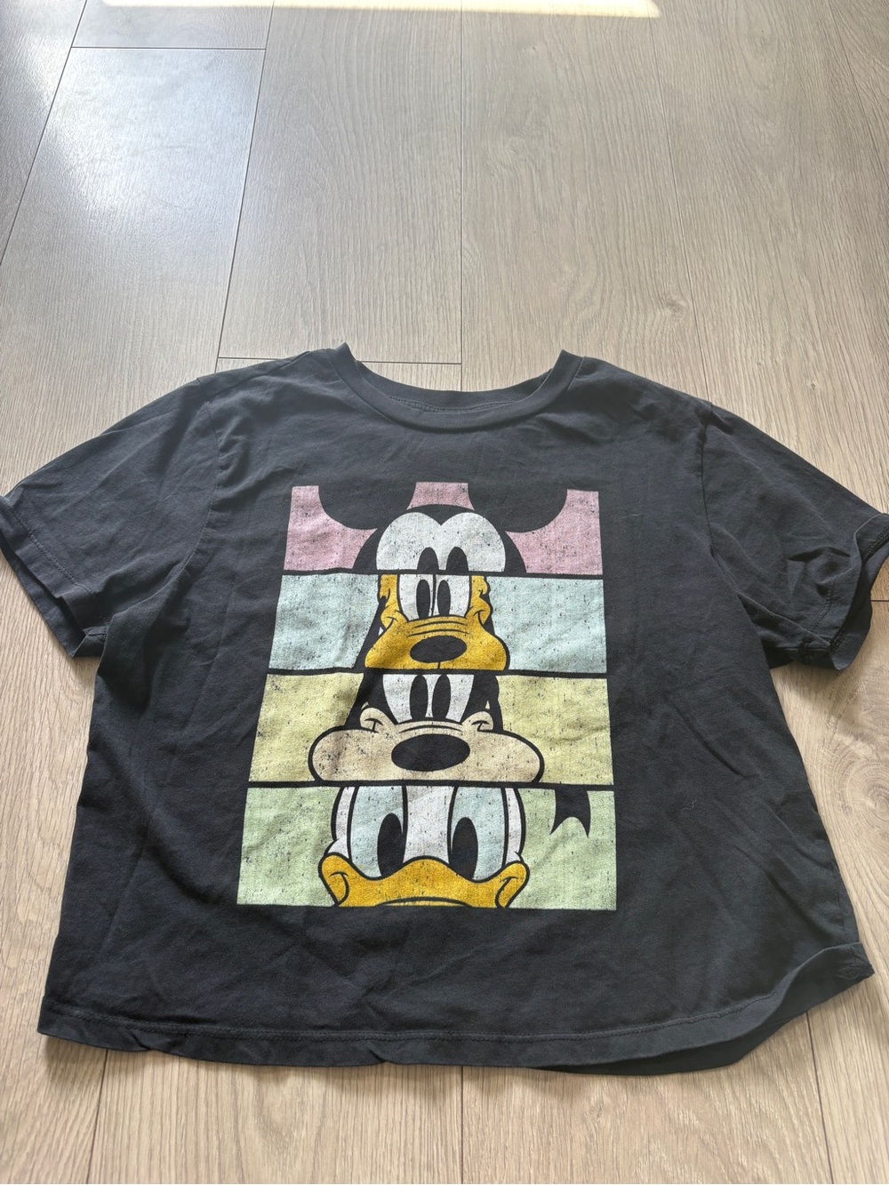 Disney Black Short Sleeve Tee with Stacked Character Panels
